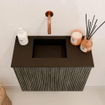 Mondiaz JOYA 50cm meuble de toilette - couleur Shadow - Vasque FAYE position Gauche Sans trou de robinet couleur Urban SW1421478