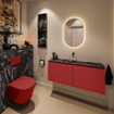 MONDIAZ TURE-DLUX Meuble toilette - 120cm - Fire - EDEN - vasque Lava - position centrale - sans trou de robinet SW1103799