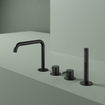 Hotbath Ace Mitigeur de bain - Combinaison sur gorge de baignoire - monotrou - inverseur 2 voies - douchette à main - bec - noir brossé PVD SW1117726