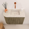 Mondiaz JOYA-DLUX Meuble de salle de bains 51,6cm - arrondi gauche couleur Dusk - Vasque FAYE position Droite Sans trou de robinet couleur Frappe SW1423109