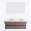 Mondiaz VICA ensemble de meuble de salle de bain - 120cm - meuble sous-vasque fumée - 4 tiroirs - lavabo denia double - 2 trous de robinet - couleur Blanc Brillant - miroir LED - version XL 60cm de haut SW1091992