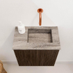 Mondiaz JOYA-DLUX 40cm toiletmeubel - kleur Walnut - Wastafel FAYE positie Rechts Zonder kraangat kleur Oza. SW1424549