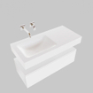 MONDIAZ ALAN 100cm - caisson bas - 1 tiroir - lavabo suspendu - vasque à gauche - 0 trous de robinet - talc SW408411