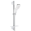GROHE Rainshower SmartActive 130 Cube Glijstangset - 60cm - vierkante handdouche - 3 straalsoorten - gladde doucheslang - met zeepschaal - chroom/moon white SW472305