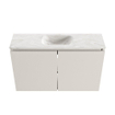 MONDIAZ TURE-DLUX Meuble toilette - 80cm - Linen - EDEN - vasque Ostra - position centrale - sans trou de robinet SW1104916