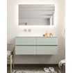 Mondiaz VICA ensemble de meuble de salle de bain - 120cm - meuble sous-vasque greey - 4 tiroirs - lavabo cloud gauche - sans trou de robinet - miroir LED - version XL 60cm de haut SW1098130