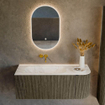 Mondiaz KURVE-DLUX Ensemble de meuble de salle de bains - 115x46x40cm - 1 tiroir - 1 porte - lavabo solid surface - gauche - sans trou de robinet - Shadow SW1414449