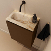 MONDIAZ TURE-DLUX Meuble de toilette 40 cm Rust. EDEN lavabo Frappe position gauche. Sans trou de robinet. SW1103007