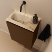 MONDIAZ TURE-DLUX Meuble toilette - 40cm - Rust - EDEN - vasque Frappe - position gauche - sans trou de robinet SW1103007