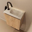 MONDIAZ TURE-DLUX Meuble toilette - 40cm - Washed Oak - EDEN - vasque Ostra - position droite - 1 trou de robinet SW1105110