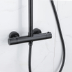 Fortifura Calvi Ensemble de douche pluie - thermostatique - douche principale 30cm - flexible lisse - douchette à main - noir mat SW1204428