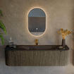 Mondiaz KURVE Ensemble de meuble de salle de bains - 160x46x40cm - 1 tiroir - 2 portes - lavabo solid surface - centre - 1 trou de robinet - Shadow SW1414264