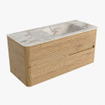 Mondiaz CIRO-DLUX Badkamermeubelset - 110x45x50cm - Solid surface wastafel Frappe - 1 wasbak Rechts - 1 kraangat - 2 lades - Oak SW1530864