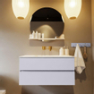 Mondiaz VICA-DLUX ensemble de meuble de salle de bain - 100cm - meuble sous-vasque cale - 2 tiroirs - lavabo encastrée cloud milieu - sans trous de robinet - version haute de 60cm - ostra SW1087531