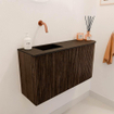 Mondiaz JOYA 81.6cm toiletmeubel - ronding rechts kleur Walnut - Wastafel FAYE positie Links Zonder kraangat kleur Urban. SW1421356