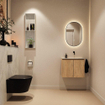 MONDIAZ TURE-DLUX Meuble toilette - 60cm - Washed Oak - EDEN - vasque Opalo - position droite - sans trou de robinet SW1104641