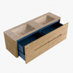 Mondiaz CIRO-DLUX Badkamermeubelset - 150x45x50cm - Solid surface wastafel Saba - 2 wasbak Dubbel - zonder kraangaten - 4 lades - Oak SW1531203