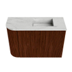 Mondiaz JOYA-DLUX Meuble de salle de bains 61,6cm - arrondi gauche couleur Ruby - Vasque FAYE position Droite Sans trou de robinet couleur Opalo SW1423709