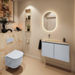 MONDIAZ TURE-DLUX Meuble toilette - 80cm - Clay - EDEN - vasque Frappe - position gauche - sans trou de robinet SW1102697