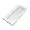 Saniclass Foggia Plan vasque 100x46cm 1 trou de robinet avec trop plein et vasque simple marbre minéral Blanc mat SW542361