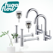 FugaFlow Eccelente Sobrado Kit robinet lavabo - pour double vasque - robinet haut - bec rotatif - bonde clic clac - siphon design - Chrome brillant SW1124208