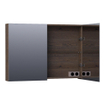 BRAUER Impress armoire de toilette - 100x70x15cm - sans éclairage - 2 portes miroirs double face - chêne à lamelles noir SW392967