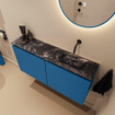 MONDIAZ TURE-DLUX Meuble toilette - 100cm - Jeans - EDEN - vasque Lava - position droite - sans trou de robinet SW1105195