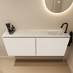 MONDIAZ TURE-DLUX Meuble toilette - 120cm - Talc - EDEN - vasque Opalo - position droite - 1 trou de robinet SW1104125