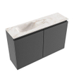 MONDIAZ TURE-DLUX Meuble toilette - 80cm - Dark Grey - EDEN - vasque Frappe - position gauche - 1 trou de robinet SW1102726