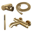 Brauer Gold Edition Robinet baignoire - avec set douchette - douchette stick 1 jet - bouton lisse - PVD - or brossé SW715531