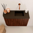 Mondiaz JOYA 61.6cm toiletmeubel - ronding links kleur Ruby - Wastafel FAYE positie Rechts Zonder kraangat kleur Urban. SW1421853