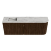 Mondiaz JOYA-DLUX 111.6cm toiletmeubel - ronding rechts kleur Walnut - Wastafel FAYE positie Links 1 kraangat kleur Glace. SW1422396