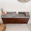 Mondiaz JOYA-DLUX 90cm toiletmeubel - kleur Ruby - Wastafel FAYE positie Rechts 1 kraangat kleur Sombra. SW1425678