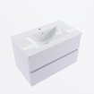 Mondiaz VICA ensemble de meuble de salle de bain - 80cm - meuble sous-vasque cale - 2 tiroirs - lavabo denia milieu - 1 trou de robinet - version haute de 60cm - blanc brillant SW1080258