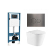 QeramiQ Dely Toiletset - inbouwreservoir Qeramiq Flush - slim zitting - metaal gunmetal bedieningsplaat - ronde knoppen - glans wit SW1579165