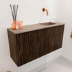 Mondiaz JOYA-DLUX 80cm toiletmeubel - kleur Walnut - Wastafel FAYE positie Rechts Zonder kraangat kleur Arena. SW1424331