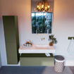 Mondiaz ALAN-DLUX Ensemble de meuble - 110cm - meuble Army mat - 1 tiroir - Lavabo Cloud Ostra suspendu - vasque Droite - 0 trous de robinet SW807534