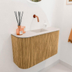 Mondiaz JOYA-DLUX 73.2cm toiletmeubel - ronding links en rechts kleur Oak - Wastafel FAYE positie Midden Zonder kraangat kleur Meli. SW1423971