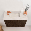 Mondiaz JOYA-DLUX Meuble de toilette 50cm - couleur Walnut - Vasque FAYE position Gauche 1 trou de robinet couleur Ostra. SW1422611
