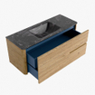 Mondiaz CIRO-DLUX Meuble de salle de bains - 120x45x50cm - lavabo solid surface Lava - 1 vasque centrale - sans trous de robinet - 2 tiroirs - Chêne SW1531082