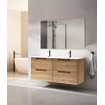 Saniclass Prime Balance Badkamermeubelset - 120x55x45cm - 2 ovale keramische wasbakken wit - 2 kraangaten - 4 lades - rechthoekige spiegel - rustiek eiken SW1159470