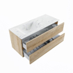MONDIAZ VICA-DLUX Ensemble meuble de salle de bains - 110cm - meuble bas Washed oak - 2 tiroirs - lavabo encastré cloud à gauche - 1 trou de robinet - version haute 60cm - Opalo SW1088392
