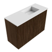 Mondiaz JOYA 60cm meuble de toilette - couleur Walnut - Lavabo FAYE position Droite Sans trou de robinet couleur Talc. SW1421300