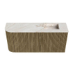 Mondiaz JOYA-DLUX 91.6cm meuble de toilette - arrondi gauche couleur Dusk - Vasque FAYE position Droite Sans trou de robinet couleur Frappe. SW1423122