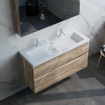 BRAUER Foggia Plan vasque 120x46cm 2 trous de robinet avec trop plein et vasque simple marbre minéral Blanc mat SW542365