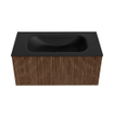 MONDIAZ KURVE 90cm Meuble salle de bain - couleur Walnut - 1 tiroir - vasque BIG SMALL centre - sans trous de robinet - Urban SW1138444