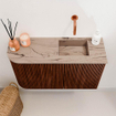Mondiaz JOYA-DLUX Meuble de toilette 71,6cm - arrondi gauche couleur Ruby - Vasque FAYE position Droite Sans trou de robinet couleur Arena SW1425304