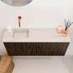 Mondiaz JOYA-DLUX 90cm meuble de toilette - couleur Walnut - Lavabo FAYE position Gauche Sans trou de robinet couleur Meli. SW1424435