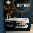 Mondiaz RIVA Meuble sous vasque 120x50x5.8cm 0 tiroirs MDF Talc mat push to open 1 trou de robinet 1 vasque Droite Linen SW703323
