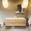 MONDIAZ VICA-DLUX Ensemble meuble de salle de bains - 150cm - meuble bas Washed oak - 4 tiroirs - lavabo encastré cloud à droite - 1 trou de robinet - version haute 60cm - opalo SW1088534